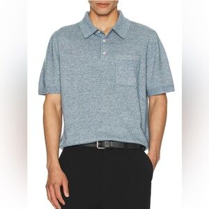 NWT Vince Linen Cashmere Polo in Cabo Blue